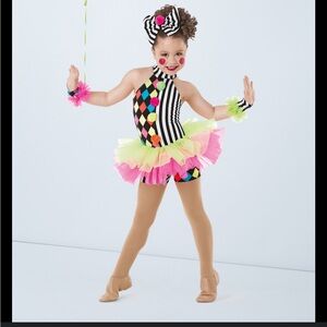 Weissman Harlequin Dance Costume with Pink and Green Accents